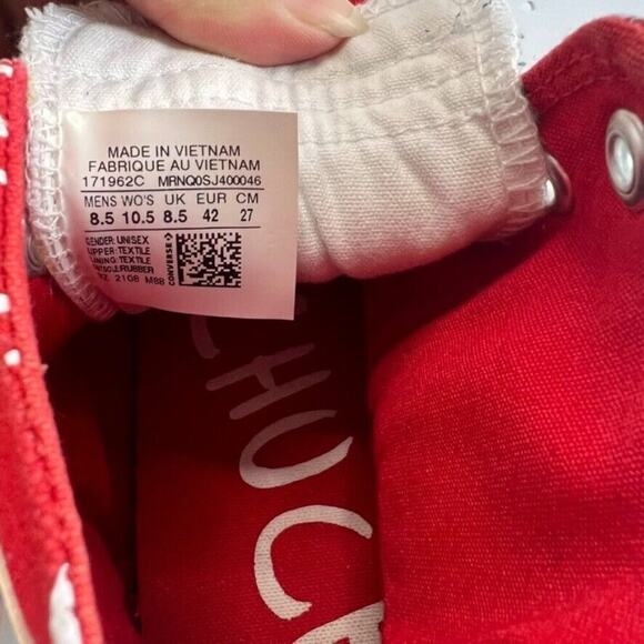 Converse Sneakers Unisex M 8.5 W 10.5 Red White High Top Not A Chuck Embroidered - Picture 15 of 16